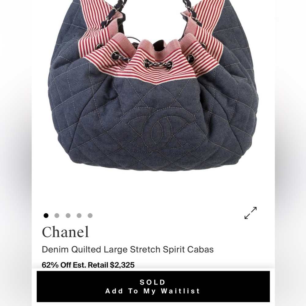 Chanel Quilted Hobo Bag in Navy and Red - Picture 2 of 4